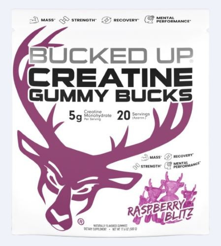 Bucked Up Creatine Gummies Raspberry Blitz 20 Servings