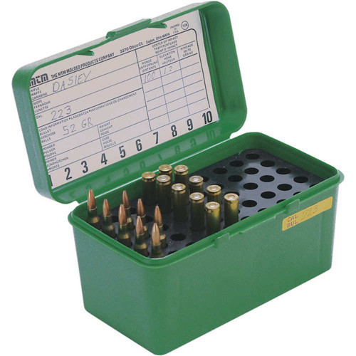 MTM Case-Gard Deluxe H-50 Series Large Rifle Ammo Box - 50 Round Green