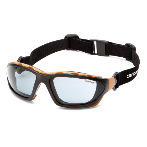 Pyramex Carhartt Carthage Shooting Glasses Black and Tan with Gray Anti-Fog Lens - CHB420DTP