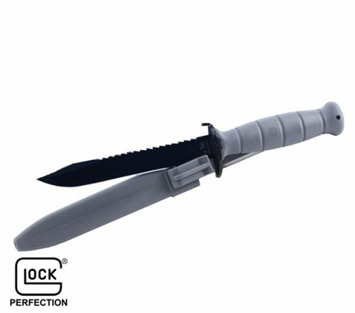 Glock Field Knife 6-1/2" Clip Point Blade Black Gray with Saw Bulk - 39180
