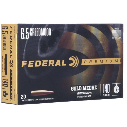 Federal Gold Medal Berger Hybrid Rifle Ammunition 6.5mm Creedmoor 140gr BTHP 20/ct