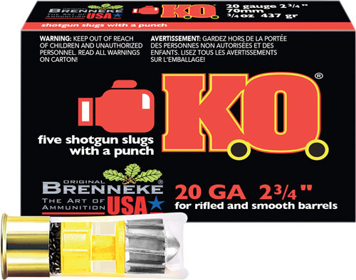 Brenneke USA KO 20GA 2.75" 3/4OZ Slug 5-Round 50BX/CS