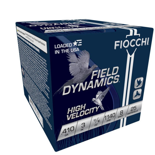 Fiocchi High Velocity Shotshells .410 ga 3" 11/16 oz. #8 25/rd