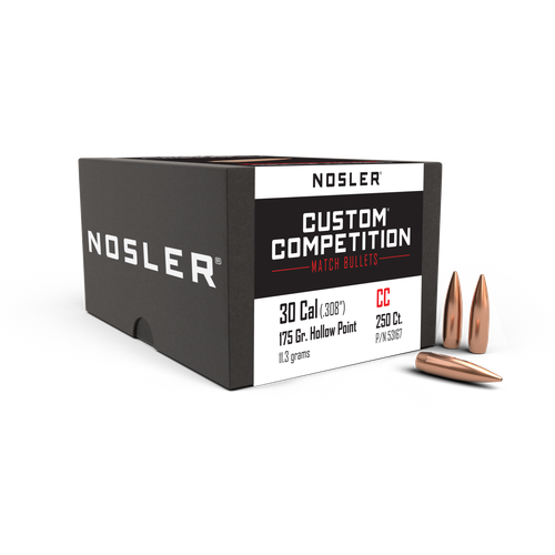 Nosler Custom Competition HPBT .30 Cal .308 175gr Bullets, 250 Count - 53167