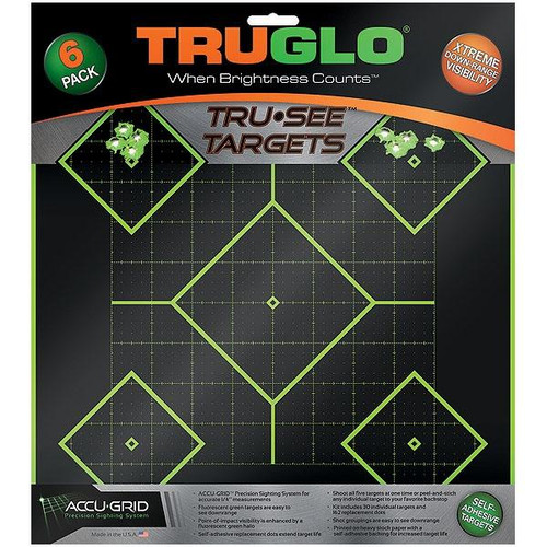 TruGlo Tru-See 5- Diamond Target Self-Adhesive Heavy Paper Black/Green 12"x12" - TG14A6