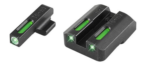 TruGlo TFX Black Green Tritium Fiber Optic White Outline Front Sight Rear - TG13TA2A