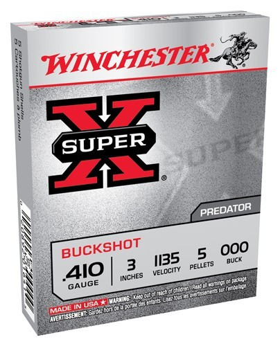 WINCHESTER SUPER-X 410 3" 000 BUCK 5 PELLET 5RD 50BX/CS