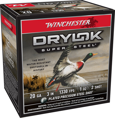 WINCHESTER DRYLOK 20GA 3" 1OZ #2 1330FPS 25RD 10BX/CS