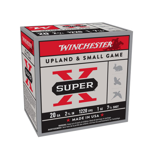 Winchester Super X Heavy Game High Brass 20 Gauge Ammo 2-3/4" 1oz #7.5 25 Rounds - X207