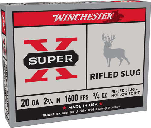 Winchester Super-X 20GA 2.75" 3/4OZ Rifled Slug 5-Round 50BX/CS