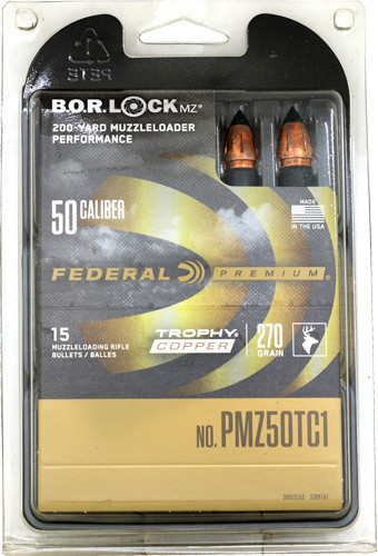 FEDERAL 50CAL 270GR TROPHY COPPER MZ/BOR LOCK 15RD 10BX/C