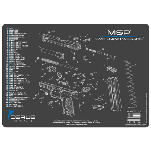 Gear S&W M&P Schematic Handgun Promat - Charcoal Gray/Cerus Blue