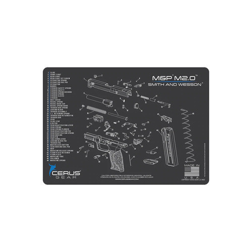Gear Schematic Handgun MAT - Charcoal Gray/Cerus Blue S&W M&P M2.0 12" X 17"