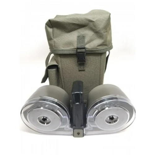 Red White & Blue Dual AR-15 OD Green Front 100rd Drum Magazine, Clear - AR15100G