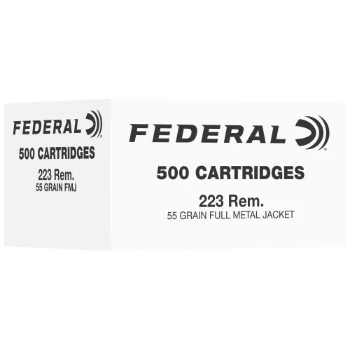 Federal 223 Rem Ammo 55gr FMJ 500 Rounds - FC223F500