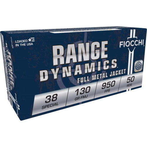 Fiocchi Range Dynamics Handgun Ammunition .38 Spl 130 gr FMJ 50/ct