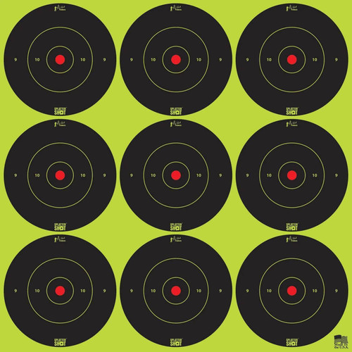 Pro-Shot SplatterShot Self-Adhesive Paper Black/Green 2" Bullseye 12 Pack/108 - 2B-Green-108