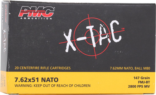 PMC X-Tac 7.62x51mm NATO Ammo 147gr FMJBT 20 Rounds