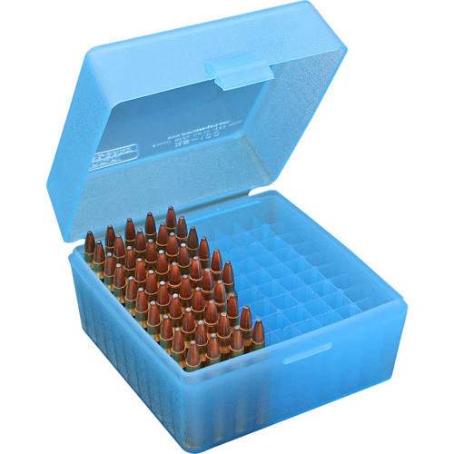 MTM Case-Gard RS-100 Series Small Rifle Ammo Box - 100 Round Clear Blue