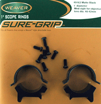 WEAVER RINGS DETACHABLE TOP MOUNT SURE-GRIP 1" MED MATTE