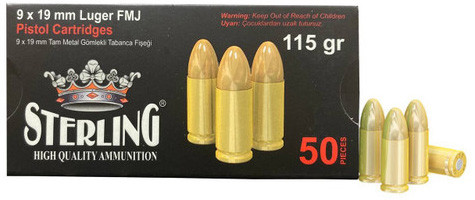 Global Ordnance Sterling 9mm Luger Ammo 115gr FMJ - 8698779955748