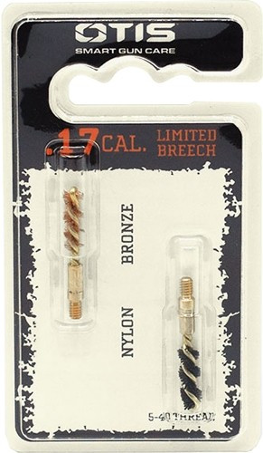 Otis Bore Brush Set 17 HMR/177 Cal/177 WSM 5-40" Thread 1" Long Bronze - FG317NB