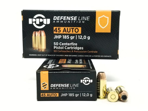 PPU Defense Handgun Ammunition .45 Acp 185 gr JHP 50/ct