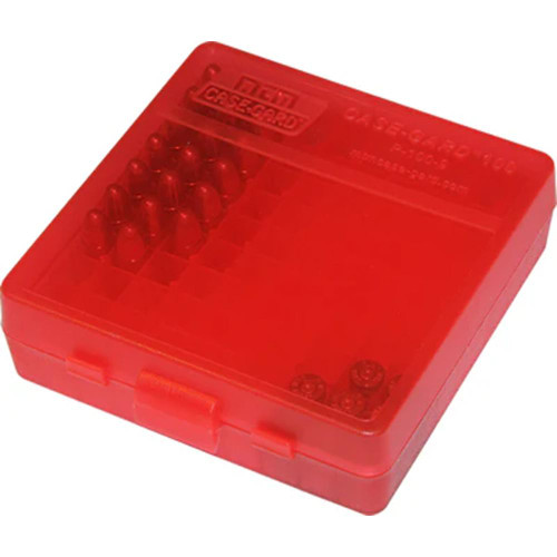 MTM Flip Top Ammo Box for 40/10mm/.45 ACP 100-Round Clear Red