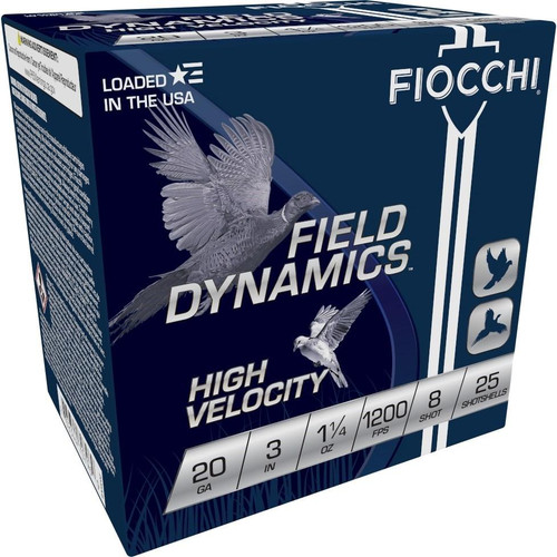 Fiocchi Field Dynamics Shotshells 20 ga 3" 1-1/4oz #8 25/ct