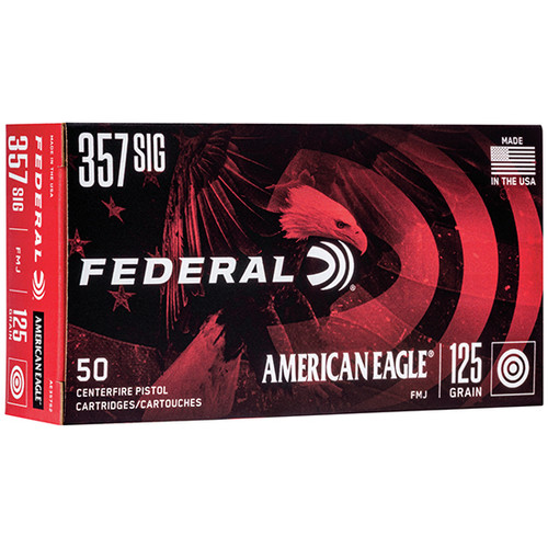 Federal American Eagle 357 SIG Ammo 125gr FMJ 50 Rounds - AE357S2