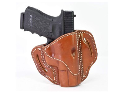 Open Top Leather Belt Holsters - Classic Brown, Right Handed, Glock 17-1...