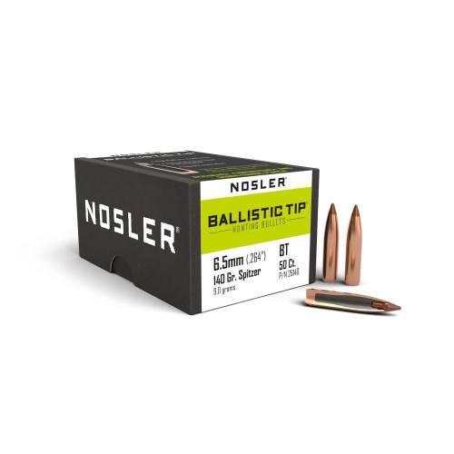 Nosler Ballistic Tip 6.5 Creedmoor Spitzer Point 140gr Bullets, 50 Count - 26140