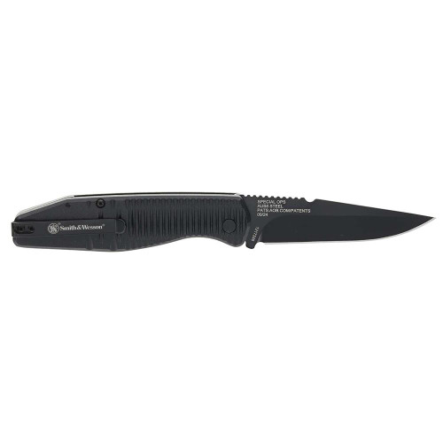 Battenfeld Knives S&W Special Ops Auto Full Size Folding Knife 3-2/5" Drop Point Blade Black