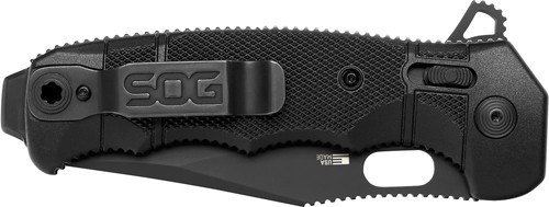 SOG Knife Seal XR Black Crkte 3.9" PLN Edge Fldr USA