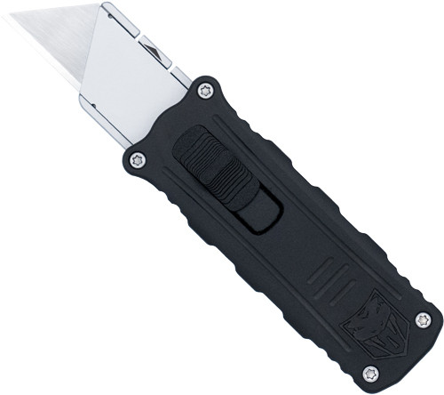 COBRATEC SIDE BUTTON OTF 1.75" BLACK/SILVER UTILITY KNIFE