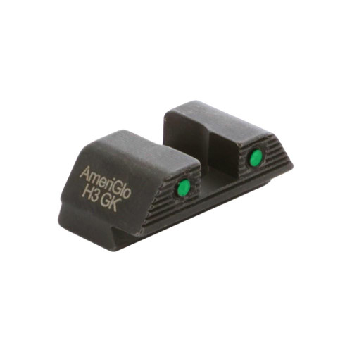 AmeriGlo Green Tritium 2-dot Black Outlines Rear Sight .256" H .165 Sq Notch - GL-895R