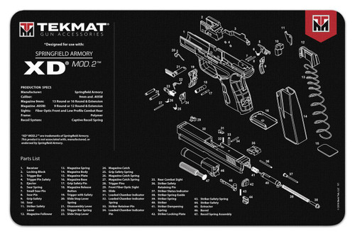 GSM TekMat 11x17 Gun Cleaning Mat- Springfield Armory XD Mod.2