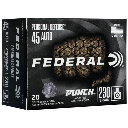 Federal Punch Personal Defense 45 ACP Ammo 230gr JHP 20 Rounds - PD45P1