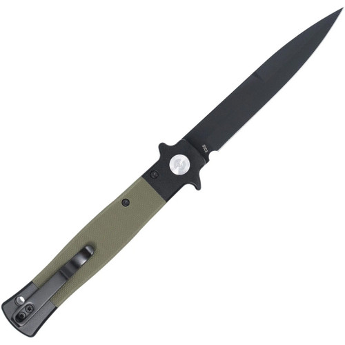 CobraTec Stiletto Button Lock G10 Knife Folding Blade OD Green/Black