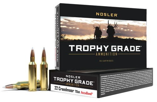 Nosler Trophy Grade 22 Creedmoor Ammo 70gr AccuBond 20 Rounds - 60152