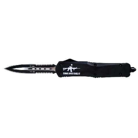 Templar Knife Large Come And Take It AR OTF 3-1/2" Serrated Dagger Black