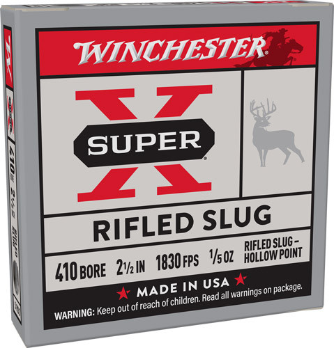 Winchester Super-X 410 2.5" 1/5OZ Rifled Slug 5-Round 50BX/CS