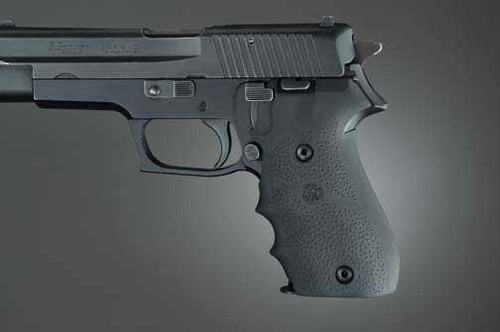 Hogue OverMolded Grip Cobblestone Black Rubber with Finger Grooves for Sig P220 - 20000