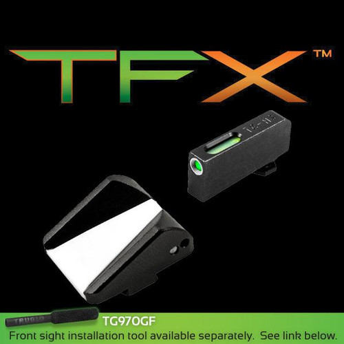 Truglo TFX Tritium Fiber Optic Xtreme Handgun F.A.S.T. Sights Fit Glocks Except 42/43 & M.O.S. Rear Sight / Front White