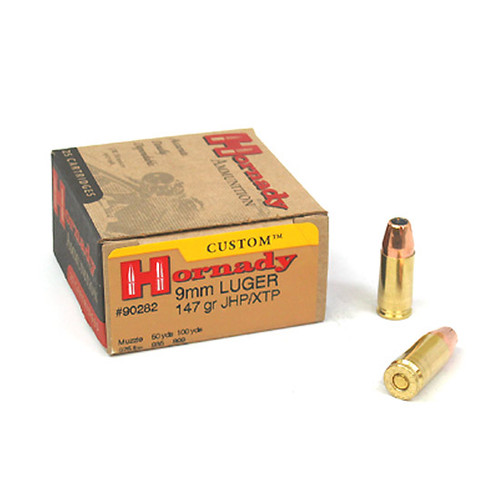 Hornady Custom 9mm Luger Ammo 147gr XTP HP 25 Rounds - 90282