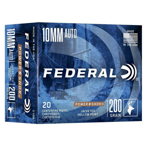 Federal Power-Shok Handgun Ammunition 10mm Auto 200gr JHP 20/ct