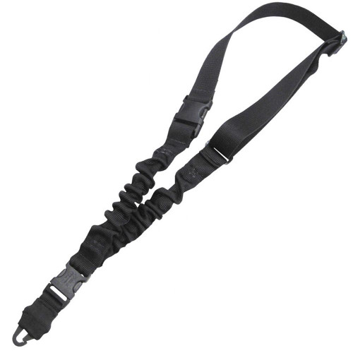 Military TacShield Shock Sling Single Point 1.25" Black with Double QRB - T6010BK