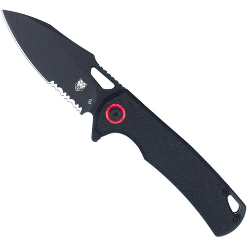 CobraTec Wolverine Liner Lock Drop Serrated Knife Folding Blade Black - CTWOLVERINEBLKDS