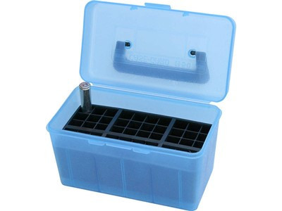 Deluxe H-50 Series X-large Rifle Ammo Box - 50 Round Clear Blue