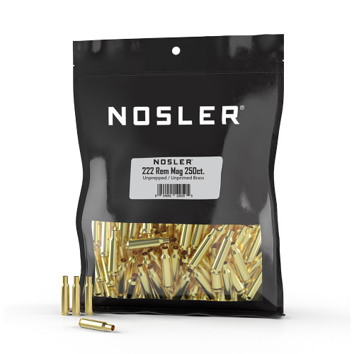 Nosler Unprimed Unprepped Brass Rifle Cartridge Cases 222 Rem Magnum 250 Count - 10059